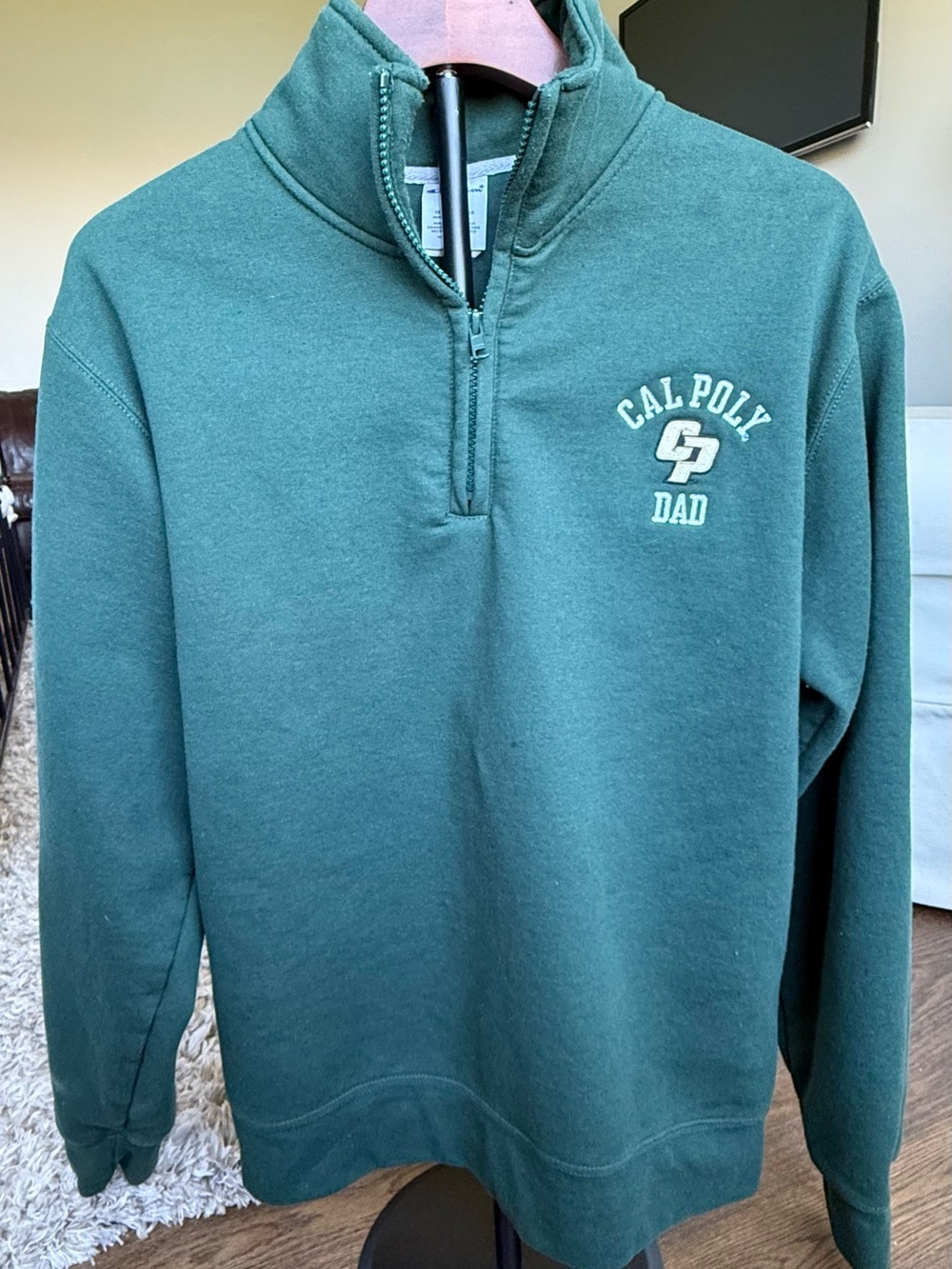 Champion Cal Poly Dad Green Quarter-Zip Sweatshirt Medium